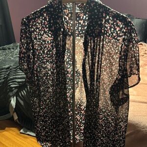 East 5th Black Blouse with Polka Dots